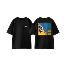 Thewert Use Your Illusıon Tasarım Sırt Baskılı Pamuk Siyah Oversize T-shirt