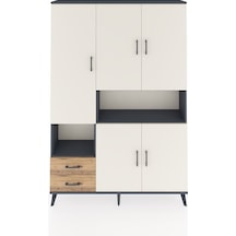 Arges Dolap 10 Raflı 2 Çekmeceli 5 Kapaklı 132x30x195 Antrasit-aytaşı/çam Aytası/atlas Çam