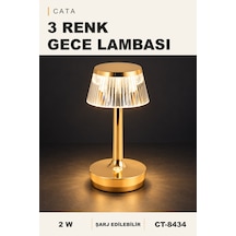 Cata 3 Renk Masa Lambası, Şarj Edilebilir Altın