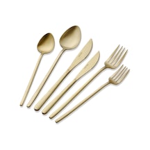 The Mia Giallo Çatal Kaşık Bıçak Takımı Mat Gold 36 Parça Altın