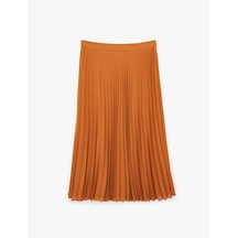 Koton Krep İnce Pileli Yüksek Bel Midi Etek Kiremit 6sak70076uw Terracotta