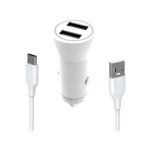 Lexroo Yetty 12w 2 İn 1 Araç Şarj Cihazı +1m Type-c Kablo Beyaz Yc-30t Yerli Üretim Standart