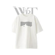 Thewert Shark Waves Tasarım Baskılı Ünisex Beyaz Oversize T-shirt