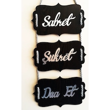 Halatlı Sabret Şükret Dua Et 3'Lü Set Duvar Tablosu