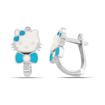 Hello Kitty Mavi Kedi Tasarım 925 Ayar Gümüş Kız Çocuk Küpe 59538013