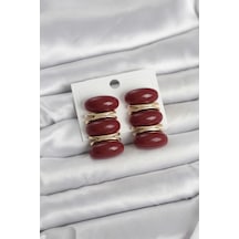 Mey İthalat Bordo Vintage Model Gold Renk Kadın Küpe Çok Renkli
