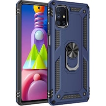 Samsung Galaxy Uyumlu M51 Kılıf Sert Silikon Yüzüklü Stand Özellikli Kapak