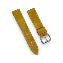 20mm Crazy Horse Hakiki Deri El Yapımı Saat Kordonu Sarı