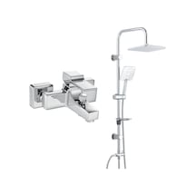 ECA Caro Banyo Bataryası+T-MAY Banyo Çamlıca Kare Tepe Duş Takımı Seti Paslanmaz Krom