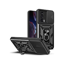 Zore Poco F5 Pro Kılıf Magnetik Standlı Kamera Korumalı Ogaa Sürgülü Vega Kapak - Siyah