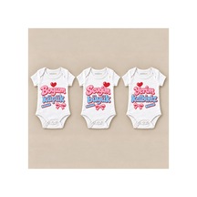 Babylimon Büyük Sevgi Üçlü Beyaz Kısa Kollu Bebek Zıbın Seti Beyaz - 930083777 Beyaz