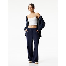 Koton Oversize Yüksek Bel Cep Detaylı Geniş Paça Spor Eşofman Altı Lacivert 6wak40125nk Lacivert