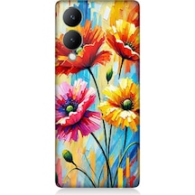 Vivo Y17s Uyumlu Bahar Esintisinde Renkli Papatyalar Desenli Silikon Kılıf Çok Renkli