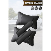 Citroen Evasion Uyumlu Deri Kemer Koruyucu Siyah Deri Yastık Set Lüks