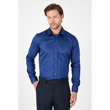 İmza Lacivert Sert Yaka Düz Classic %100 Pamuk Slim Fit Gömlek 1004250324 Lacivert