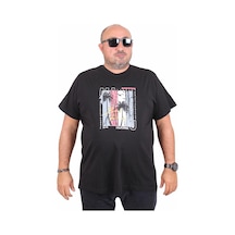 Moc Grande Mocgrande Erkek Büyük Beden Sıfır Yaka Tişört Beach Party 25191 Sıyah SIYAH