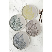 Keramika Leaf Harmony Nordıc Pasta Tabağı 22 Cm 4 Adet / 22974-77 Çok Renkli