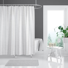 Banyo Perdesi 1x240x200 Tek Kanat Duş Perdesi Halka li Duşakabin Perdesi 3182 Beyaz