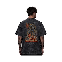 Disturbed Rock Metal Müzik Grubu Baskılı Unisex Oversize Eskitme Siyah