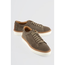 Erkek Hakiki Deri Süet Sneaker Haki Arel Haki