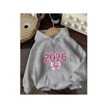 Herkesemoda 2026 Yazı Baskı Detaylı Kapüşonlu Sweatshırt Gri