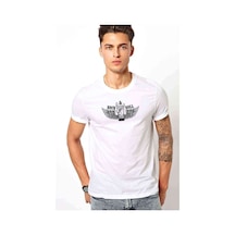 Rock & Roll Kanatlı Baskılı Beyaz Erkek Tshirt