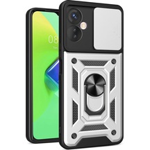 İnfinix Hot 30 4g Kılıf Pars Lens Yüzüklü Silikon Gümüş