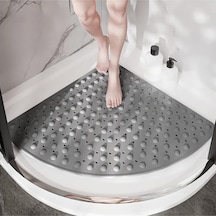 Mainshop Banyo Küveti Paspas Duş Köşe Vantuzlu Gider Delikli Duş Ve Küvet Için 54x54 Cm M-163 Gri