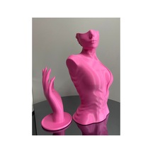 Pembe Renk Dekoratif Takı Mankeni Ve El 2'li Set Takı Teşhir Standı 30 Ve 18 Cm Takı Organizeri Küpe
