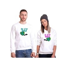 Tshirthane My World Sevgili Kombinleri Unisex Sweatshirt Kırık Beyaz