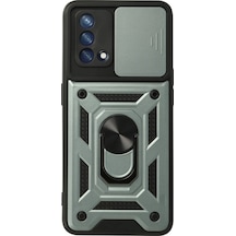 Oppo A74 4g Kılıf Pars Lens Yüzüklü Silikon Yeşil