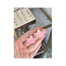 Pembe Tasarım Yelpaze Model Küpe