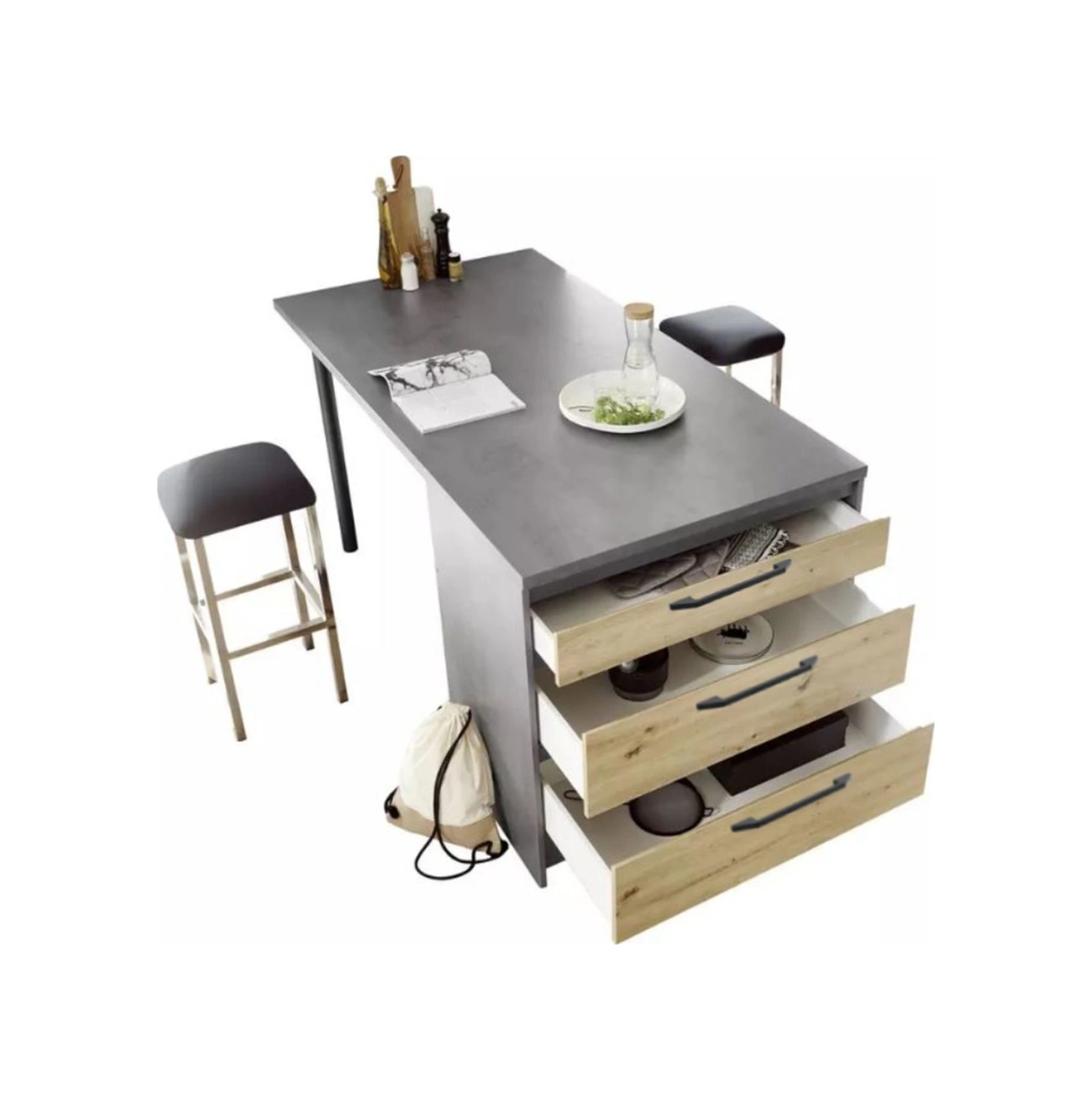 Ceren Mutfak Adası 180 Cm Antrasit