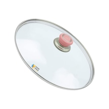 Tencere Sahan Tava Cam Kapağı Kapak 40 Cm Pembe Tutma Tepesi