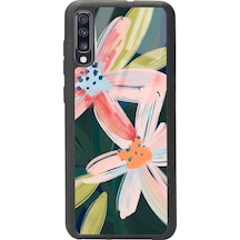 Samsung Uyumlu A70 Suluboya Çiçek Tasarımlı Glossy Telefon Kılıfı Çok Renkli