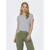 Only Onlmoster Strıpe S/s O-neck Top Jrs Noos Kadın Gri Bluz - 15206243