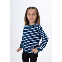 Toontoy Kız Çocuk Çizgili Sweatshirt Petrol Mavi Toontoy Kız Çocuk Çizgili Sweatshirt Petrol Mavi