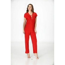 Sistina Kırmızı - 668 - Penye Pijama Takımı - 1551 - - Edntrend - Beden S/m