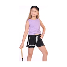 Toontoy Kids Toontoy Kız Çocuk Enjoy Today Baskılı Şort Siyah