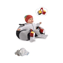 Oyuncaklı Bebek Oturma Destek Minderi - Devrilmez Bebek Koltuğu - Büyük Bebek Oturağı Gri Siyah