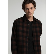 Colin's Colins Relaxed Fit Shirt Neck Ekoseli Erkek Kahverengi Uzun Kol Gömlek Cl1082022 Q1.v1 Brw