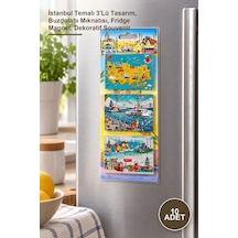 10 Adet Silikon Magnet Seti İstanbul Temalı 3'lü Tasarım, Buzdolabı Mıknatısı, Fridge Magnet, Dekoratif Souvenir