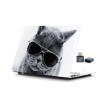 Apple Uyumlu MacBook Pro 13 İnç Kılıf A2338 M1 M2 A2251 A2289 A1706 A1708 A1989 A2159 Tpu Uv Kedi Baskılı Pembe