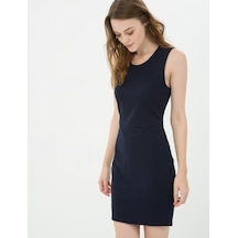 Koton Mini Elbise Bisiklet Yaka Kolsuz Lacivert 7kak82726uk