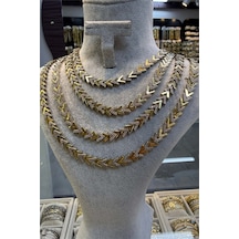 Başak Model Gerdanlık Gold Beyaz Kolye 45 Cm Altın