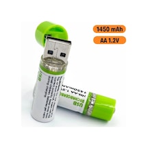 Buffer Usb Şarjlı 1450mah Aa 1.2v Lityum Kalem Pil 2 Li Set, Tekrar Şarj Edilebilir Uzun Ömürlü Dönüştürülebilir Batarya