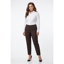 Kübra Kadın Kumaş Bilek Pantolon Bel Yarım Lastikli Bgl-st05388 Kahve