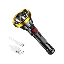 Süper Güçlü Led El Feneri Taktik Torch Dahili 18650 Pil Usb Şarj Edilebilir Su Geçirmez Lamba Ultra Parlak Fener Siyah