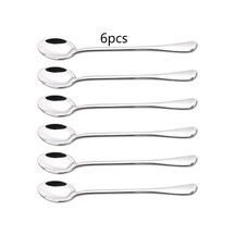 Novahub 6 Adet Paslanmaz Çelik Uzun Saplı Kaşık Latte Cam Dondurma Sundae Kahve Kaşıkları Gümüş