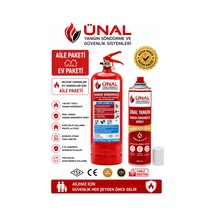 Aile Paketi 1 Kg Kkt Yangın Söndürme Tüpü + 500 Ml Yangın Söndürme Spreyi Ev Ve Mutfak